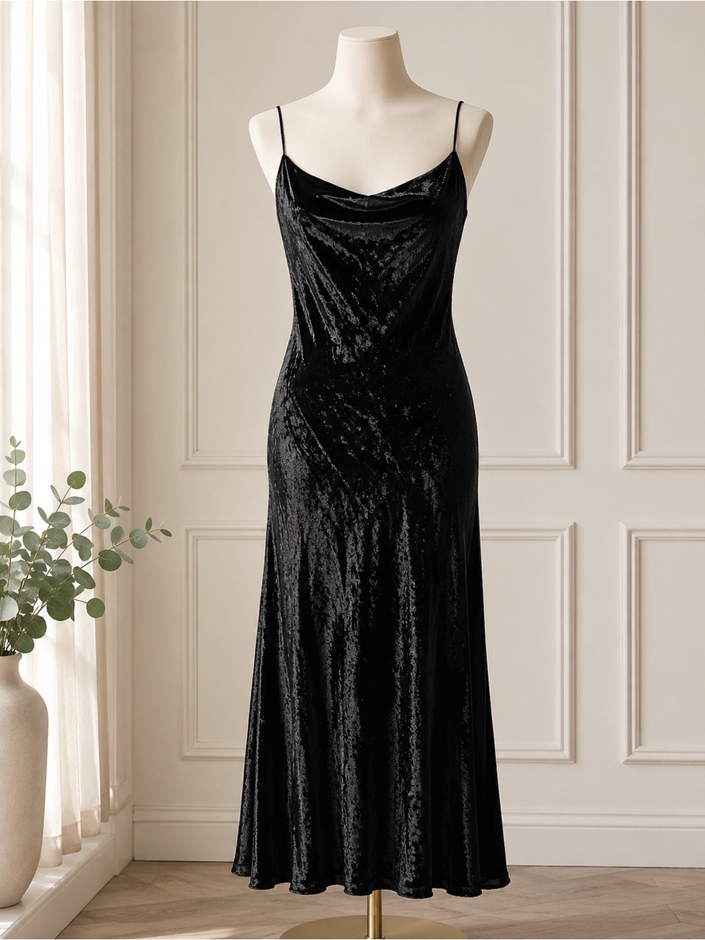 NWT T by Alexander Wang Black Panne Velvet Silk Blend Dress M